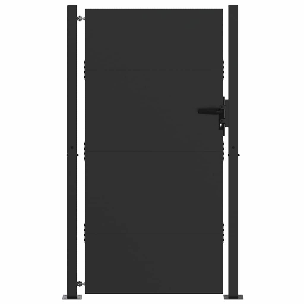 Vrtna vrata Crna 110 x 180 cm Čelik s prahom premazan