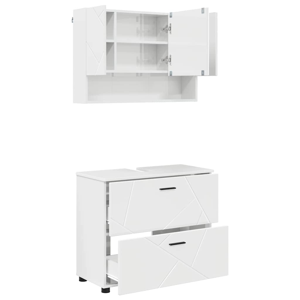 Set namještaja za kupaonicu s ladicama 2 pcs Visoki sjaj bijela