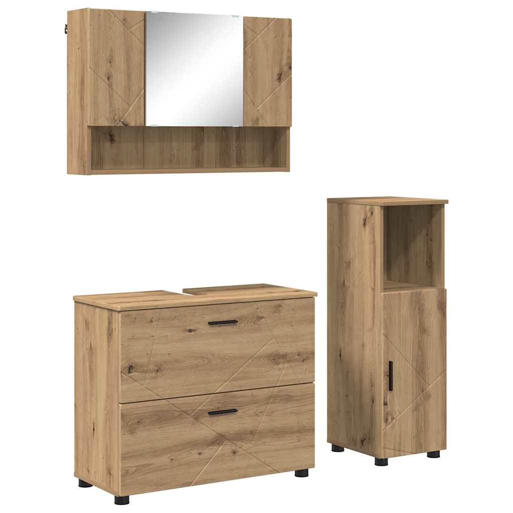 Set namještaja za kupaonicu 3 kom. Umjetnički hrast Smeđa 76,5 x 35 x 64 cm