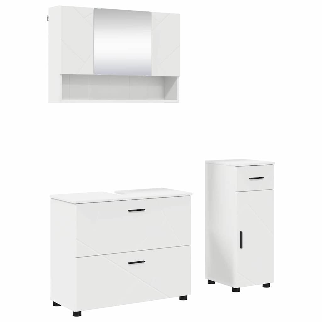 Set namještaja za kupaonicu s ladicama s policom 3 pcs Bijelo