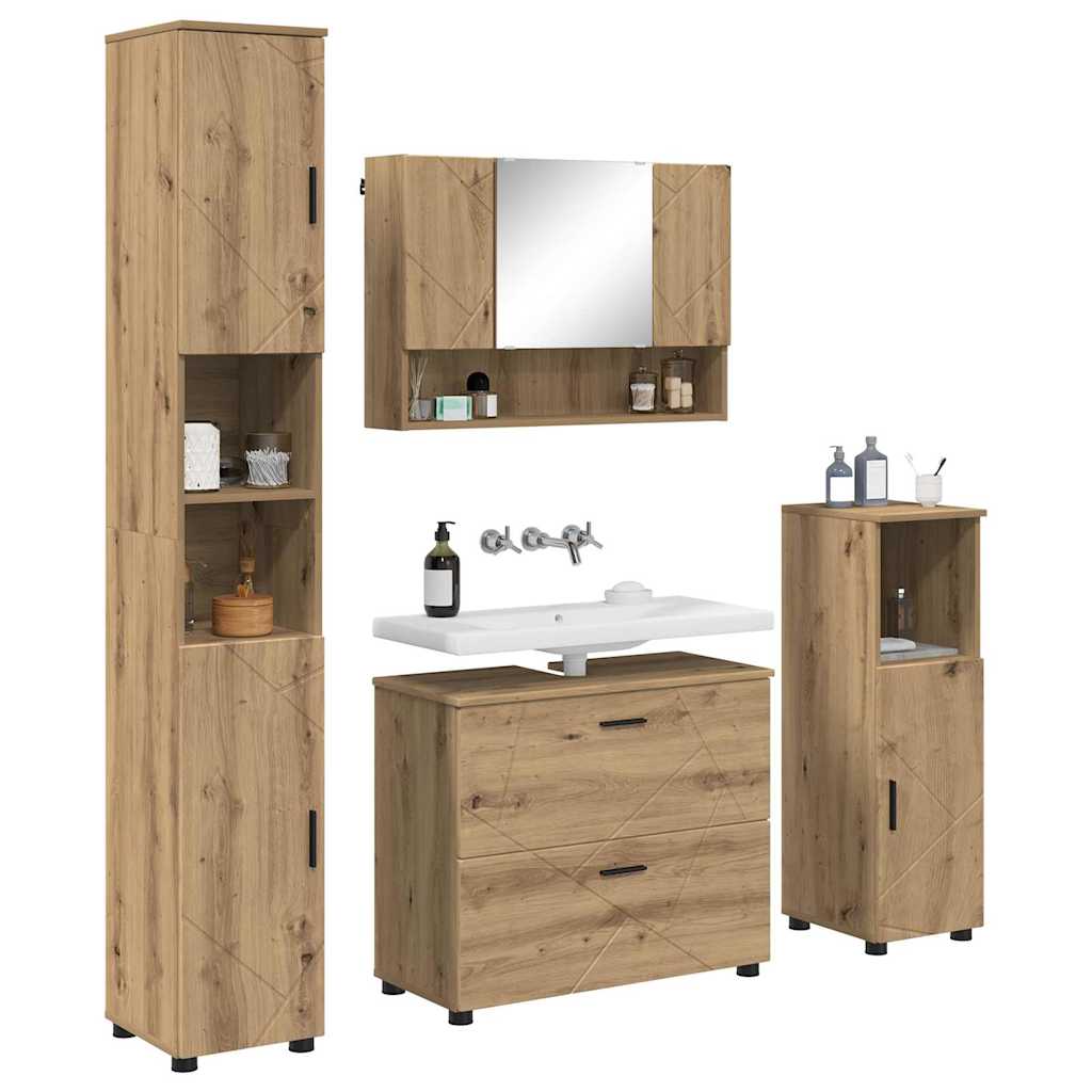 Set namještaja za kupaonicu 4 kom. Umjetnički hrast Smeđa 35 x 30 x 192 cm