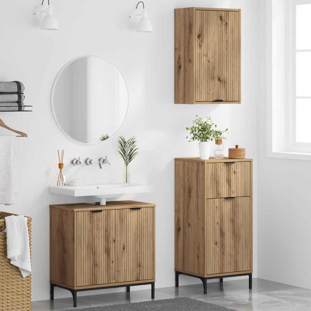 Set namještaja za kupaonicu 3 kom. Umjetnički hrast Smeđa 39,5 x 36 x 88 cm