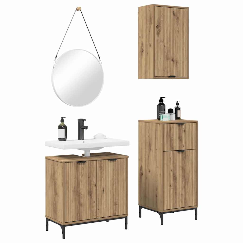 Set namještaja za kupaonicu 3 kom. Umjetnički hrast Smeđa 39,5 x 36 x 88 cm