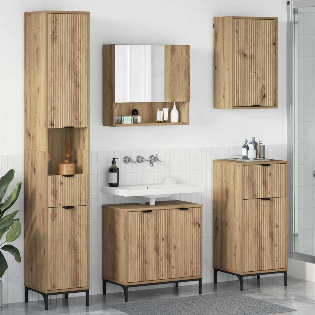 Set namještaja za kupaonicu 4 kom. Umjetnički hrast Smeđa 60.5 x 33.5 x 61 cm
