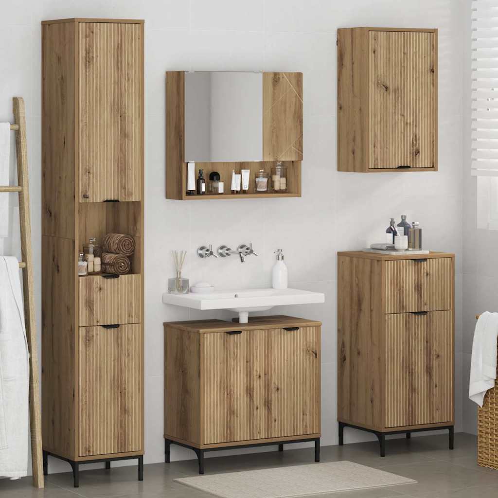 Set namještaja za kupaonicu 4 kom. Umjetnički hrast Smeđa 60.5 x 33.5 x 61 cm