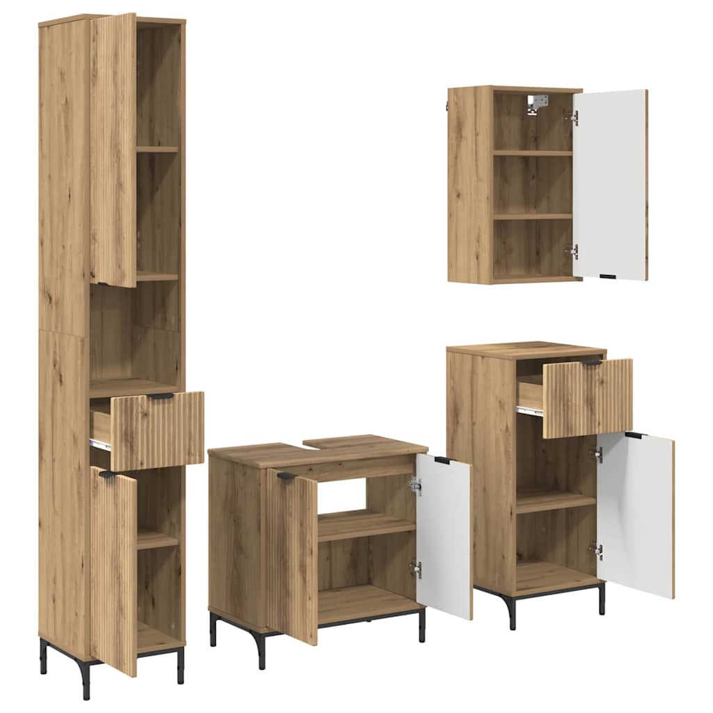 Set namještaja za kupaonicu 4 kom. Umjetnički hrast Smeđa 60.5 x 33.5 x 61 cm