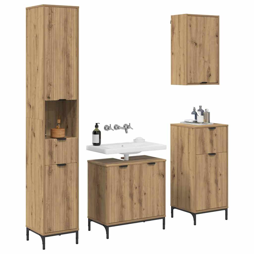 Set namještaja za kupaonicu 4 kom. Umjetnički hrast Smeđa 60.5 x 33.5 x 61 cm