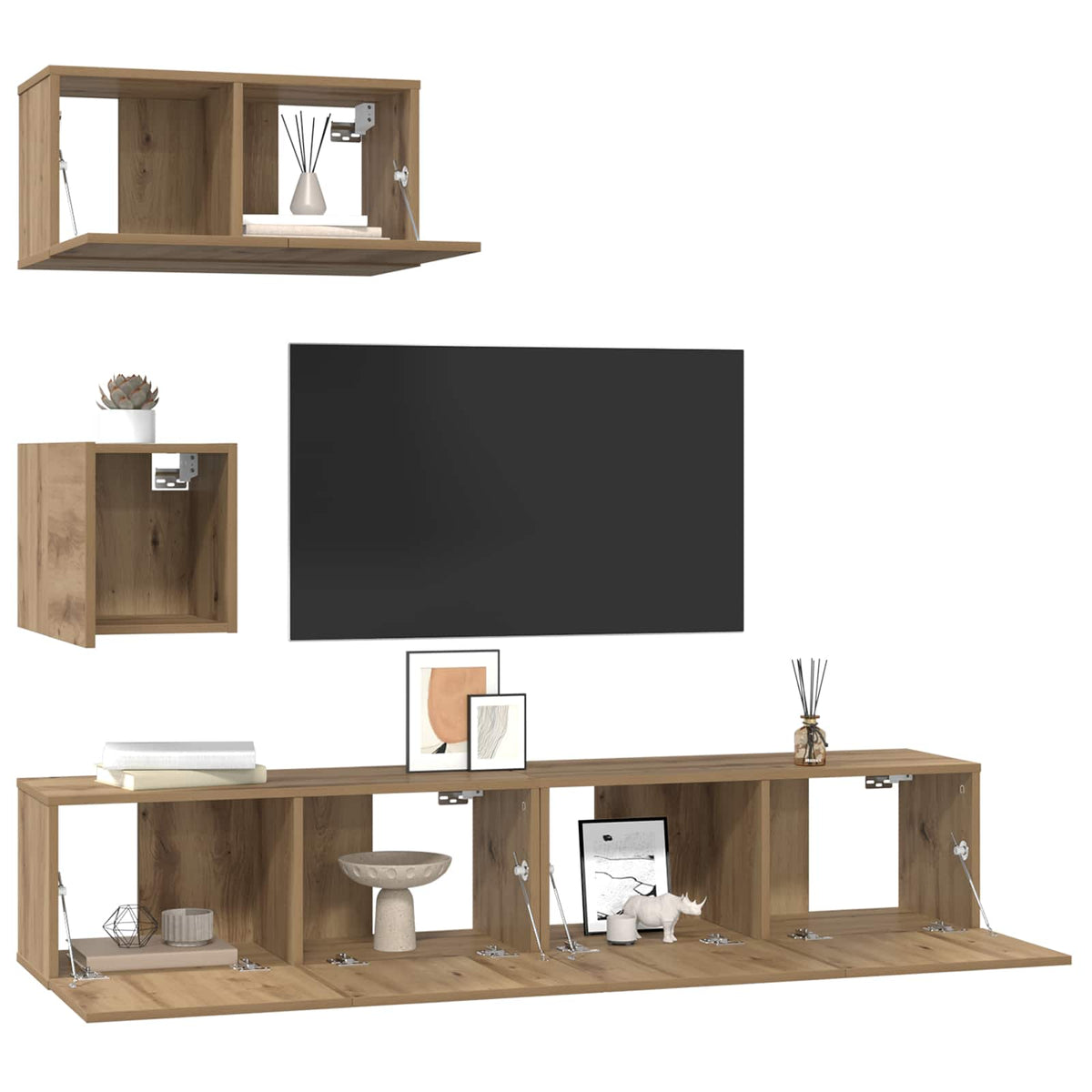 Set TV komoda 3 kom. Umjetnički hrast Konstruirano drvo Smeđa 80 x 30 x 30 cm