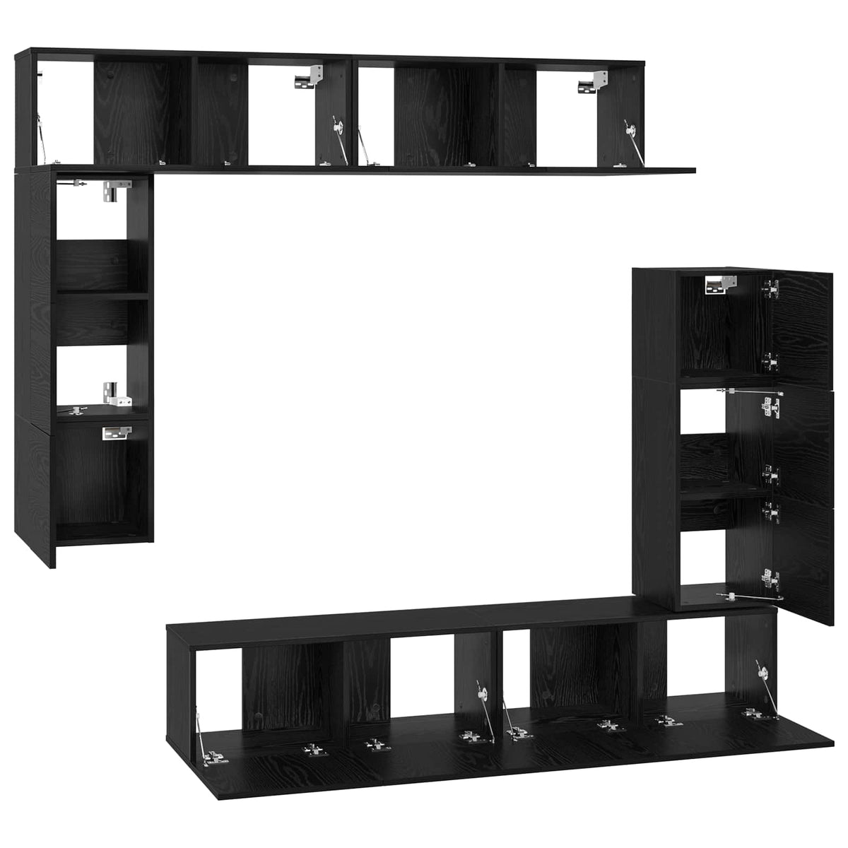 Set TV komoda 8 kom. Crni hrast Konstruirano drvo Crna 80 x 30 x 30 cm