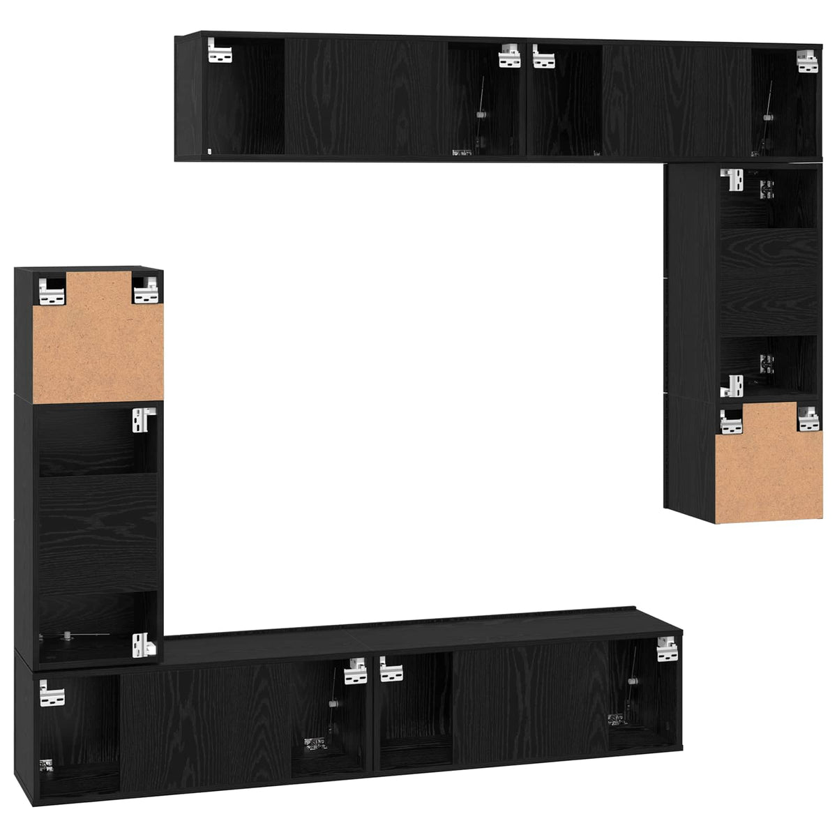 Set TV komoda 8 kom. Crni hrast Konstruirano drvo Crna 80 x 30 x 30 cm