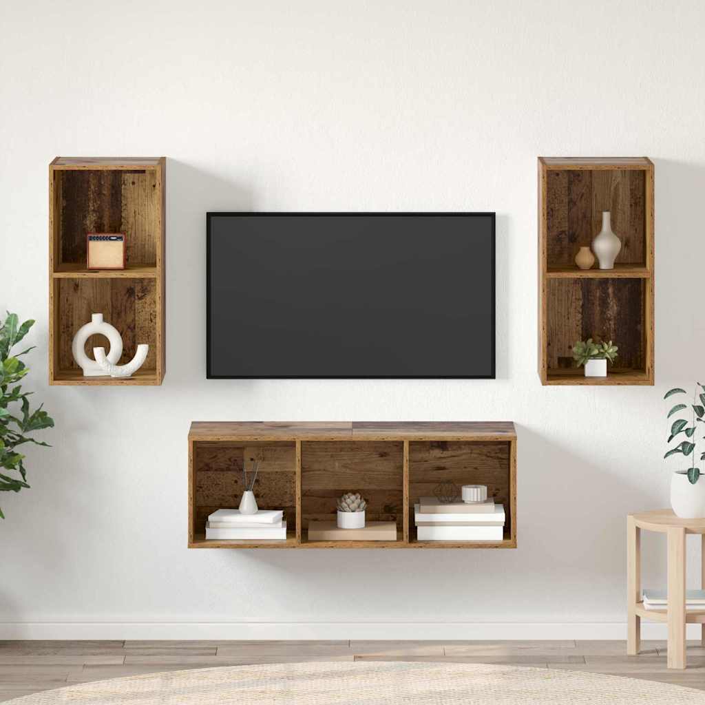Set TV komoda 3 kom. Staro drvo Konstruirano drvo
