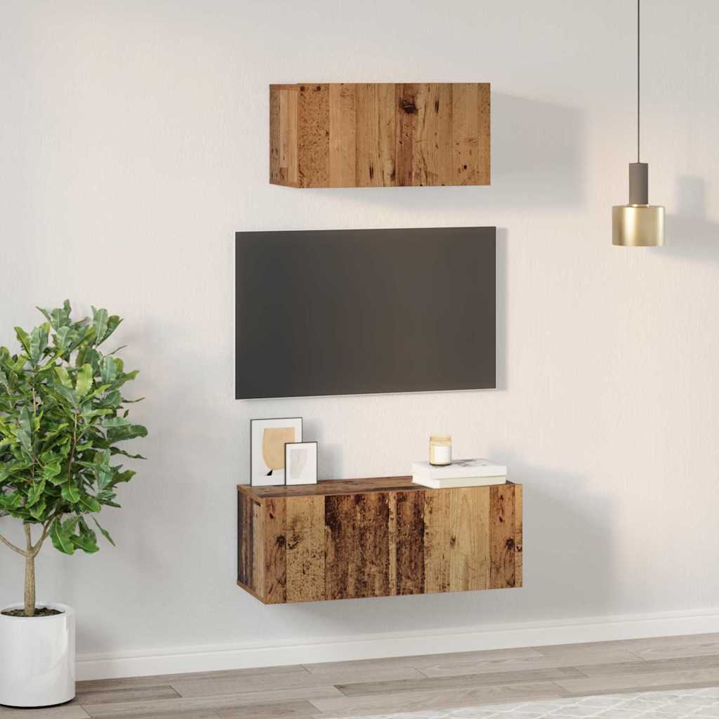 Set TV komoda 2 kom. Staro drvo Konstruirano drvo