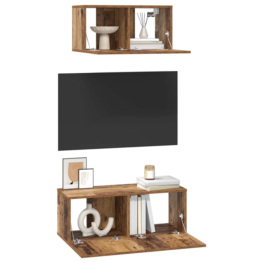 Set TV komoda 2 kom. Staro drvo Konstruirano drvo
