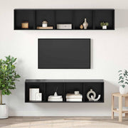 Set TV komoda 4 kom. Crni hrast Konstruirano drvo Crna 37 x 37 x 142,5 cm