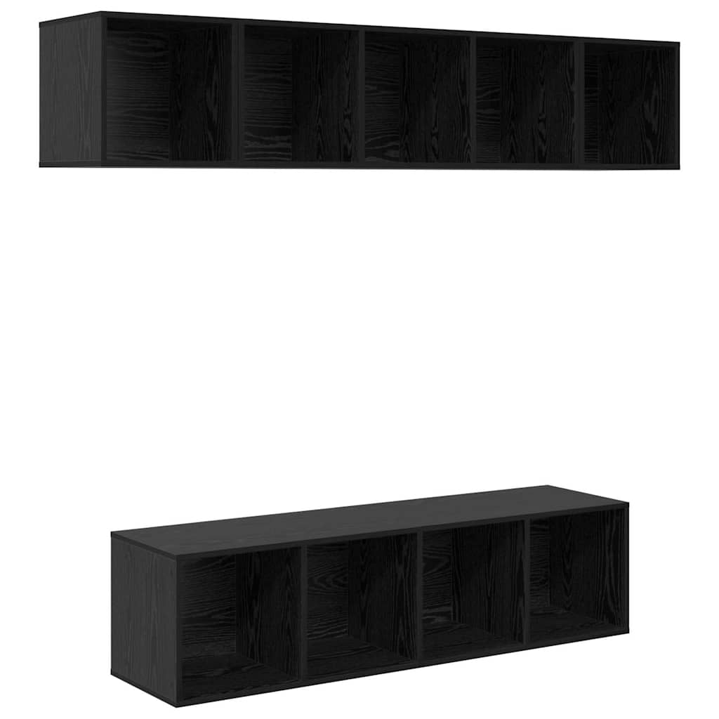 Set TV komoda 4 kom. Crni hrast Konstruirano drvo Crna 37 x 37 x 142,5 cm