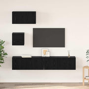 Set TV komoda 4 kom. Crni hrast Konstruirano drvo Crna 80 x 30 x 30 cm