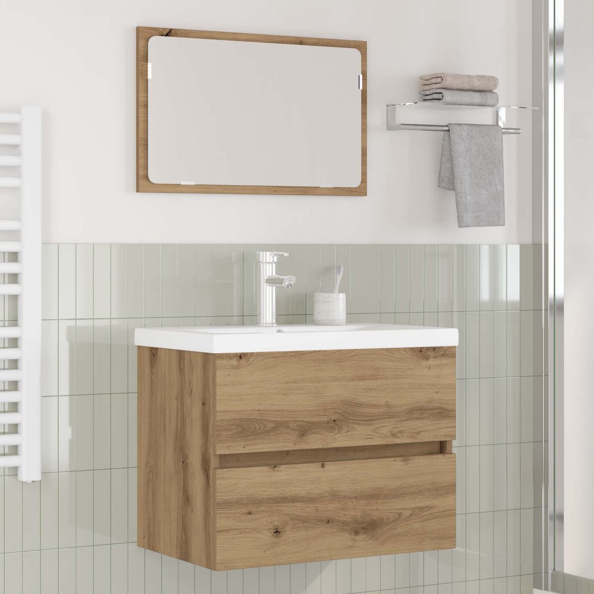 Set namještaja za kupaonicu 3 kom. Umjetnički hrast Smeđa 61 x 39 x 45 cm