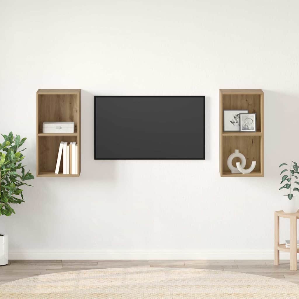 Set TV komoda Zidne 2 pcs Umjetnički hrast 37 x 37 x 72 cm