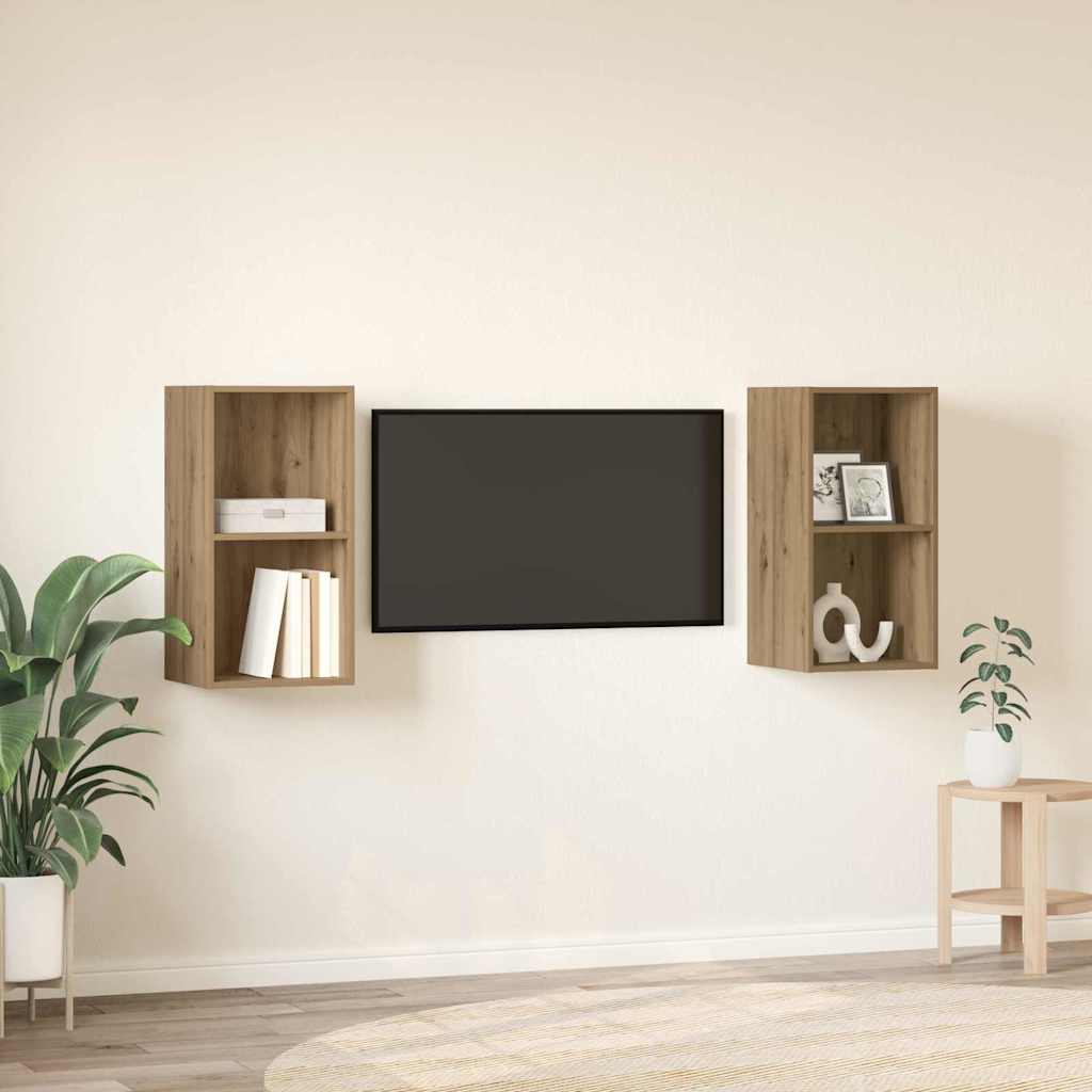 Set TV komoda Zidne 2 pcs Umjetnički hrast 37 x 37 x 72 cm