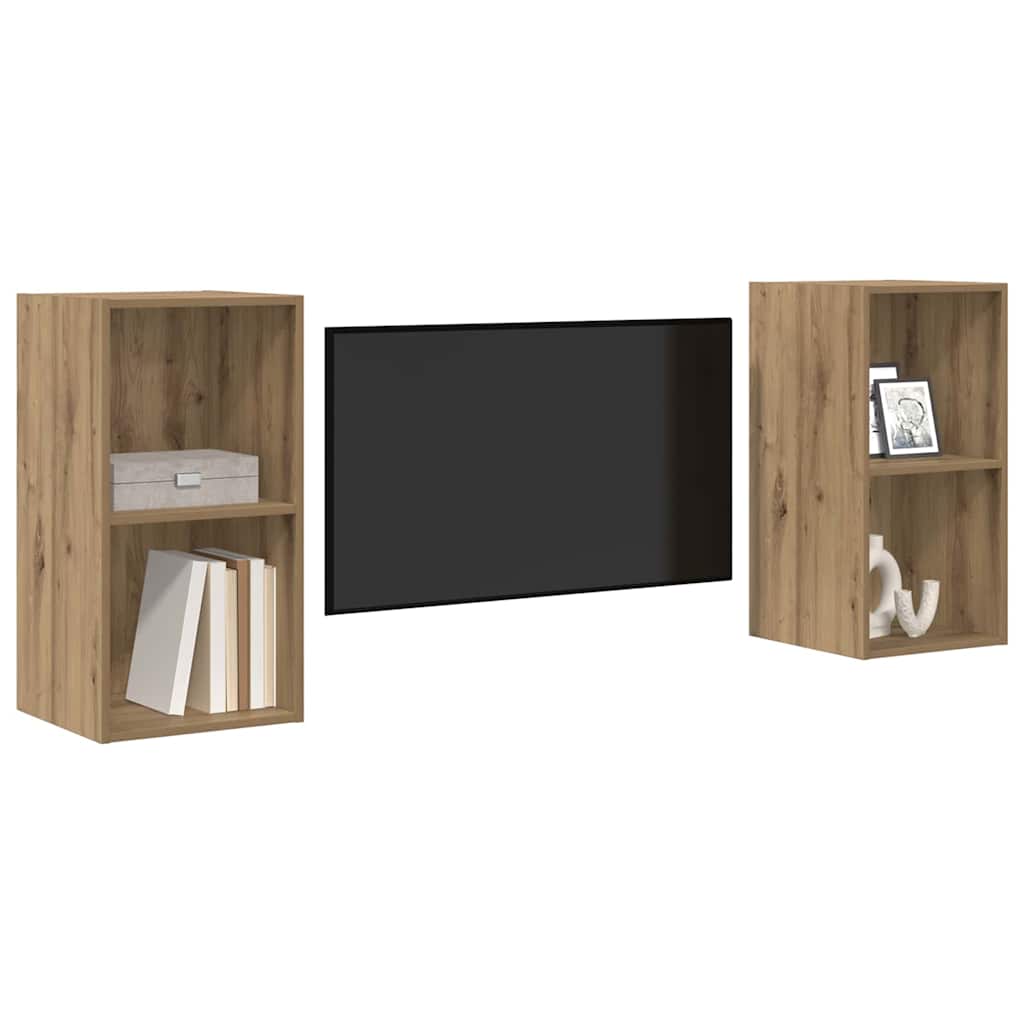 Set TV komoda Zidne 2 pcs Umjetnički hrast 37 x 37 x 72 cm