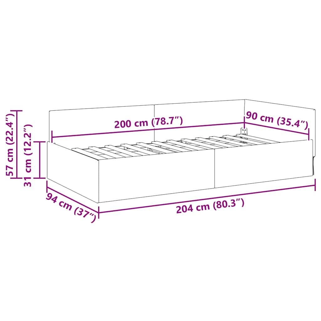 Kutni okvir kreveta Sivo-smeđa 90 cm x 200 cm tkanina