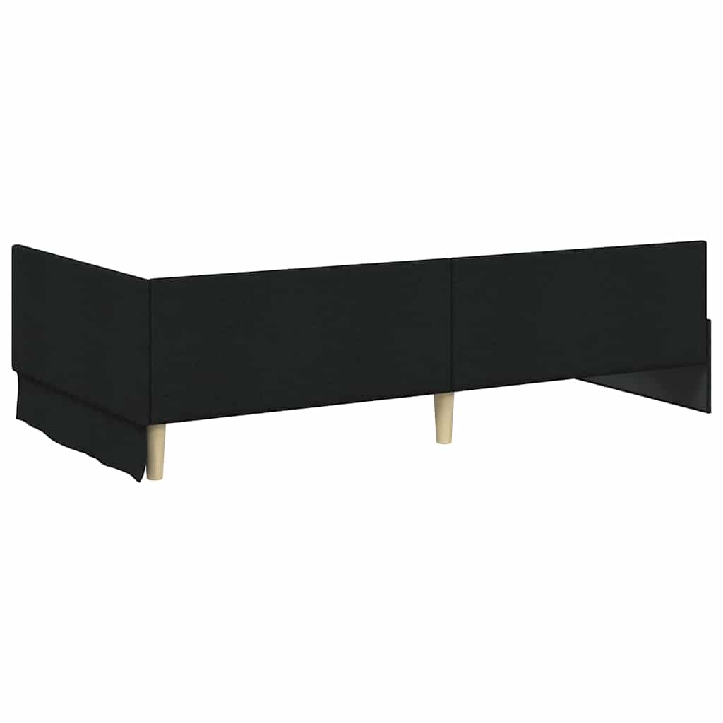 Kutni okvir kreveta s uzglavljem Crna 100 cm x 200 cm tkanina