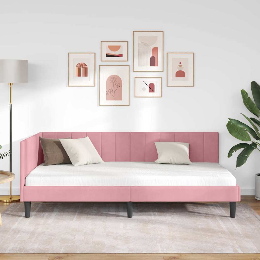 Kutni okvir kreveta Ružičasta 90 cm x 200 cm Baršun