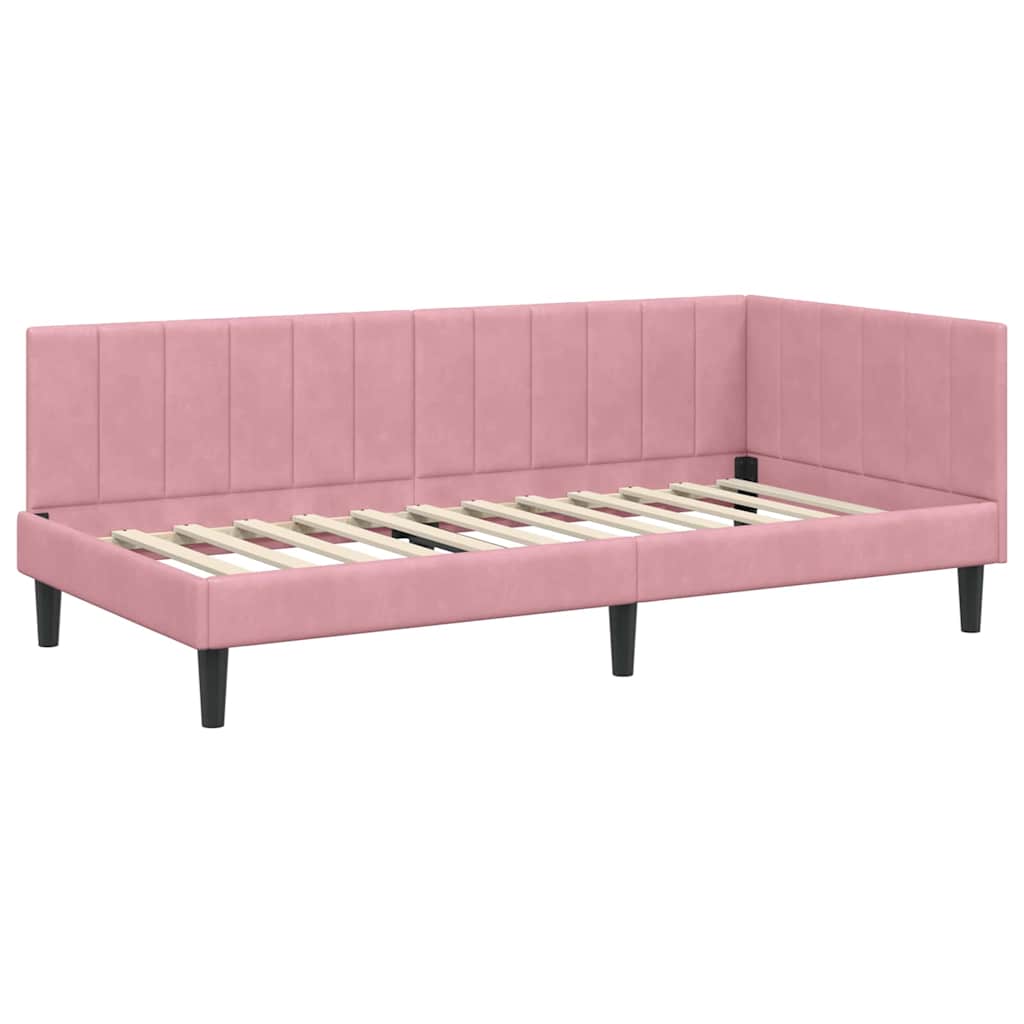 Kutni okvir kreveta Ružičasta 90 cm x 200 cm Baršun