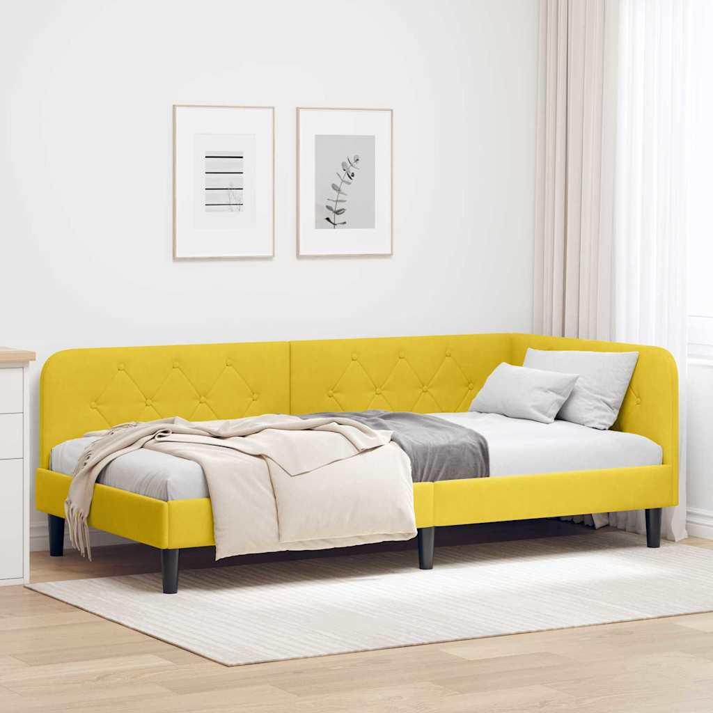 Kutni okvir kreveta Žuta 90 x 190 cm Baršun