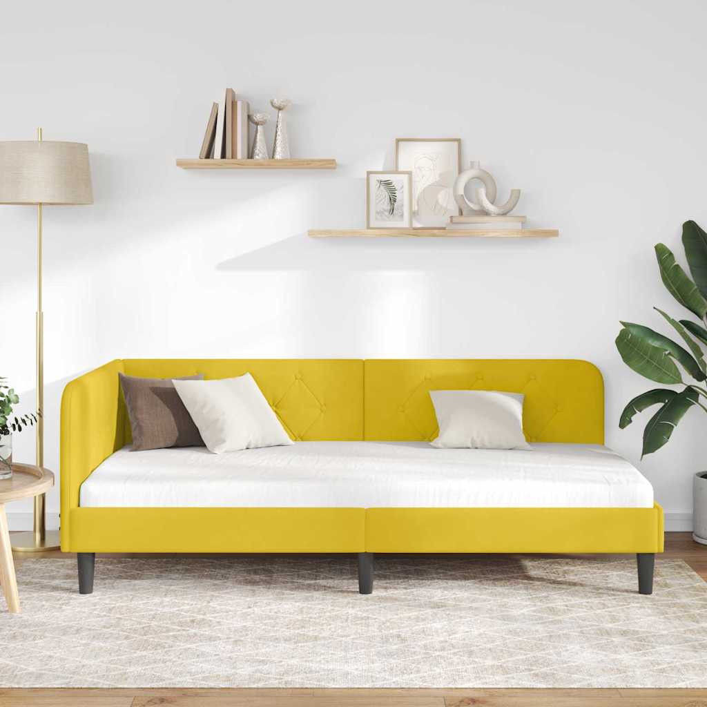 Kutni okvir kreveta Žuta 90 x 190 cm Baršun