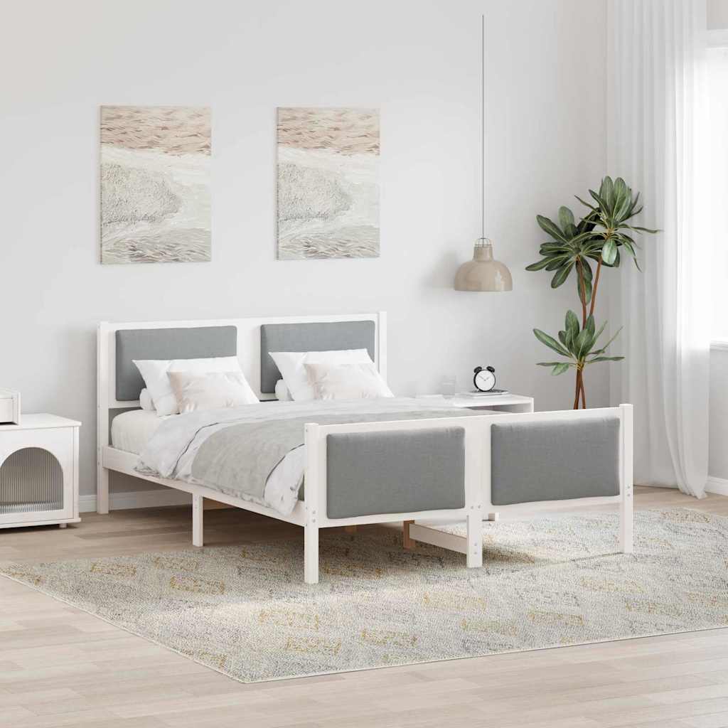 Krevetna konstrukcija Svijetlo siva 140 x 200 cm tkanina Bijela