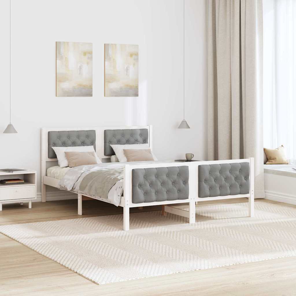 Krevetna konstrukcija s uzglavljem Svijetlo siva 140 x 200 cm Bijela