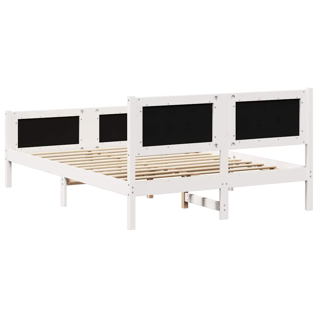 Krevetna konstrukcija s uzglavljem Svijetlo siva 140 x 200 cm Bijela