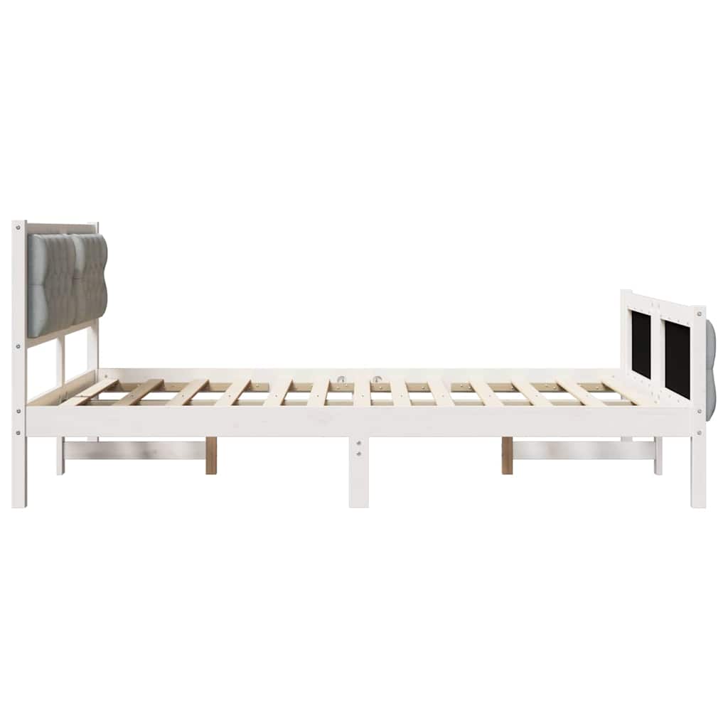 Krevetna konstrukcija s uzglavljem Svijetlo siva 140 x 200 cm Bijela