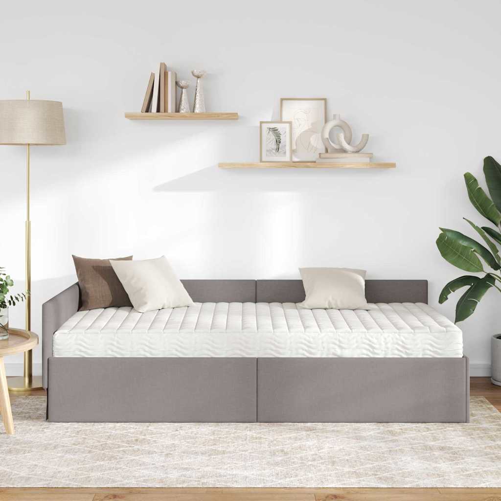 Kutni krevetni okvir s madracem 2 kom. Sivo-smeđa 90 x 200 cm