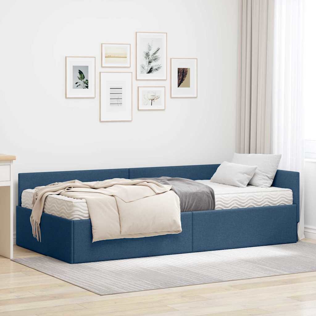 Kutni krevetni okvir s madracem 2 kom. Plava 100 x 200 cm