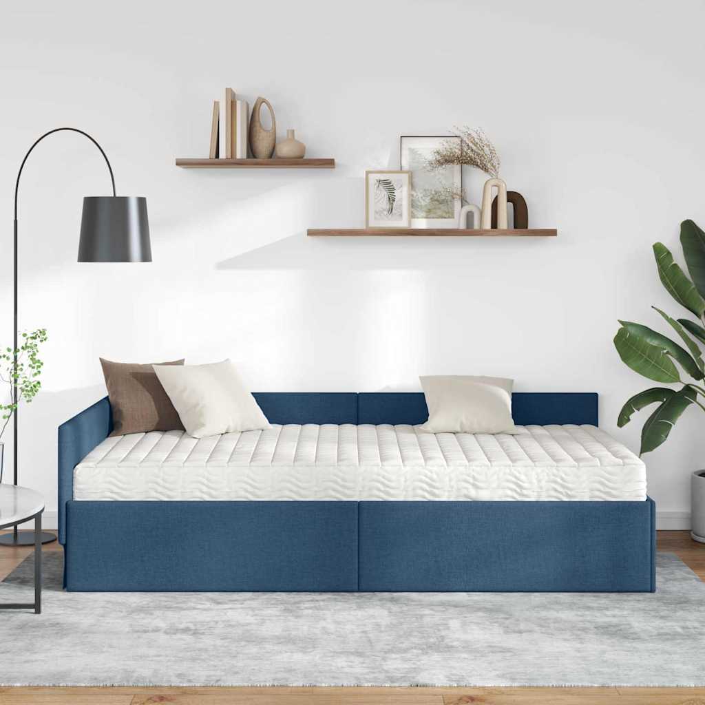 Kutni krevetni okvir s madracem 2 kom. Plava 100 x 200 cm