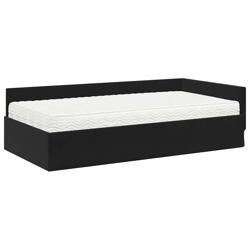 Kutni krevetni okvir s madracem 2 kom. Crna 100 x 200 cm Baršun