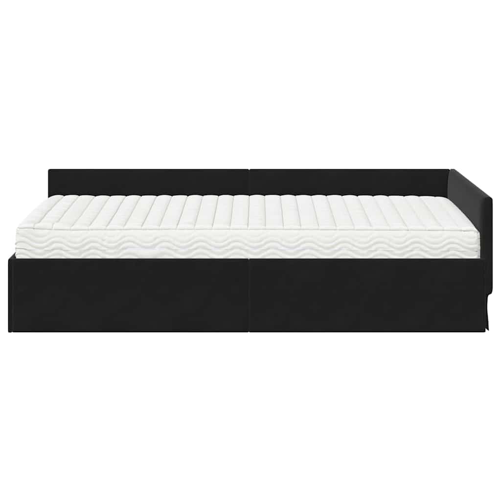 Kutni krevetni okvir s madracem 2 kom. Crna 100 x 200 cm Baršun