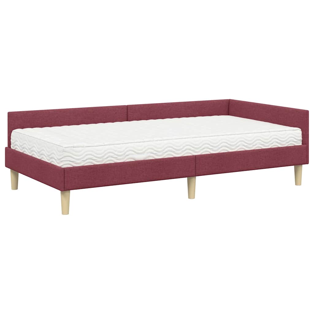 Kutni krevetni okvir s madracem 2 kom. Vinska crvena 90 x 200 cm