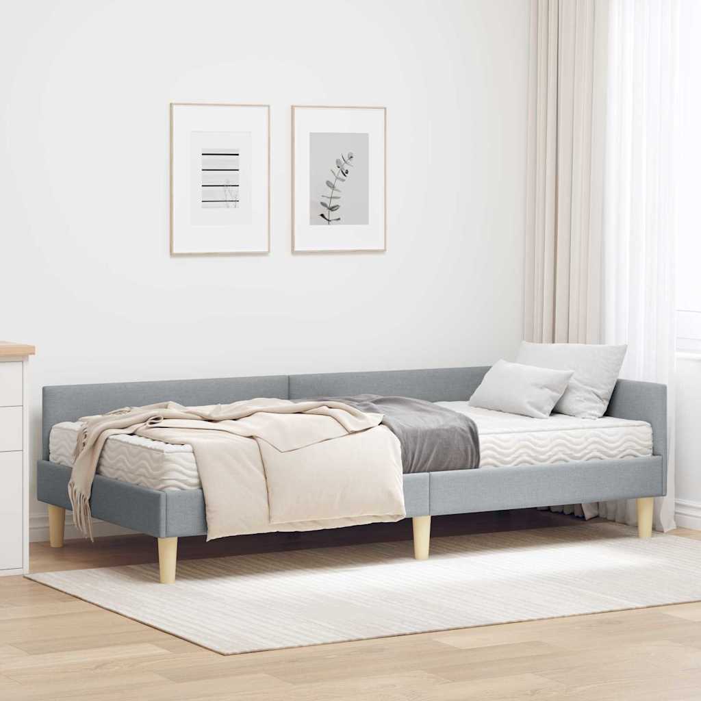Kutni krevetni okvir s madracem 2 kom. Svijetlo siva Svjetlosiva 100 x 200 cm