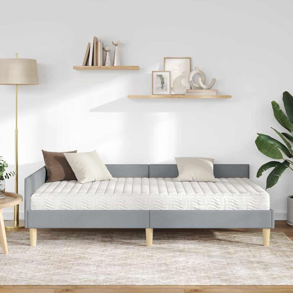 Kutni krevetni okvir s madracem 2 kom. Svijetlo siva Svjetlosiva 100 x 200 cm