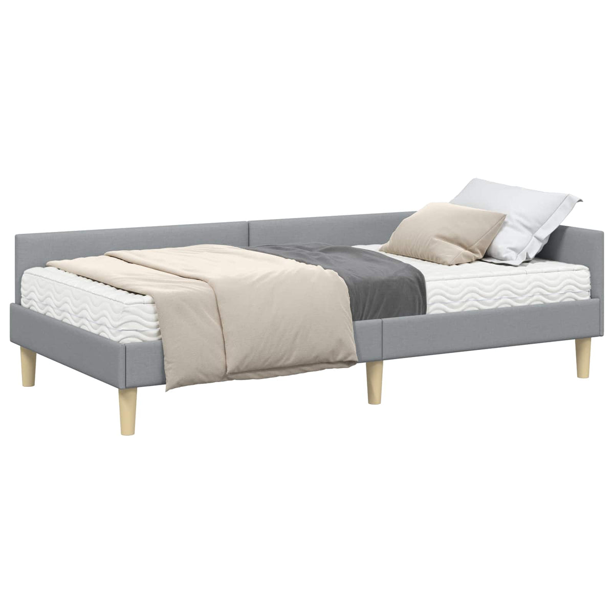 Kutni krevetni okvir s madracem 2 kom. Svijetlo siva Svjetlosiva 100 x 200 cm