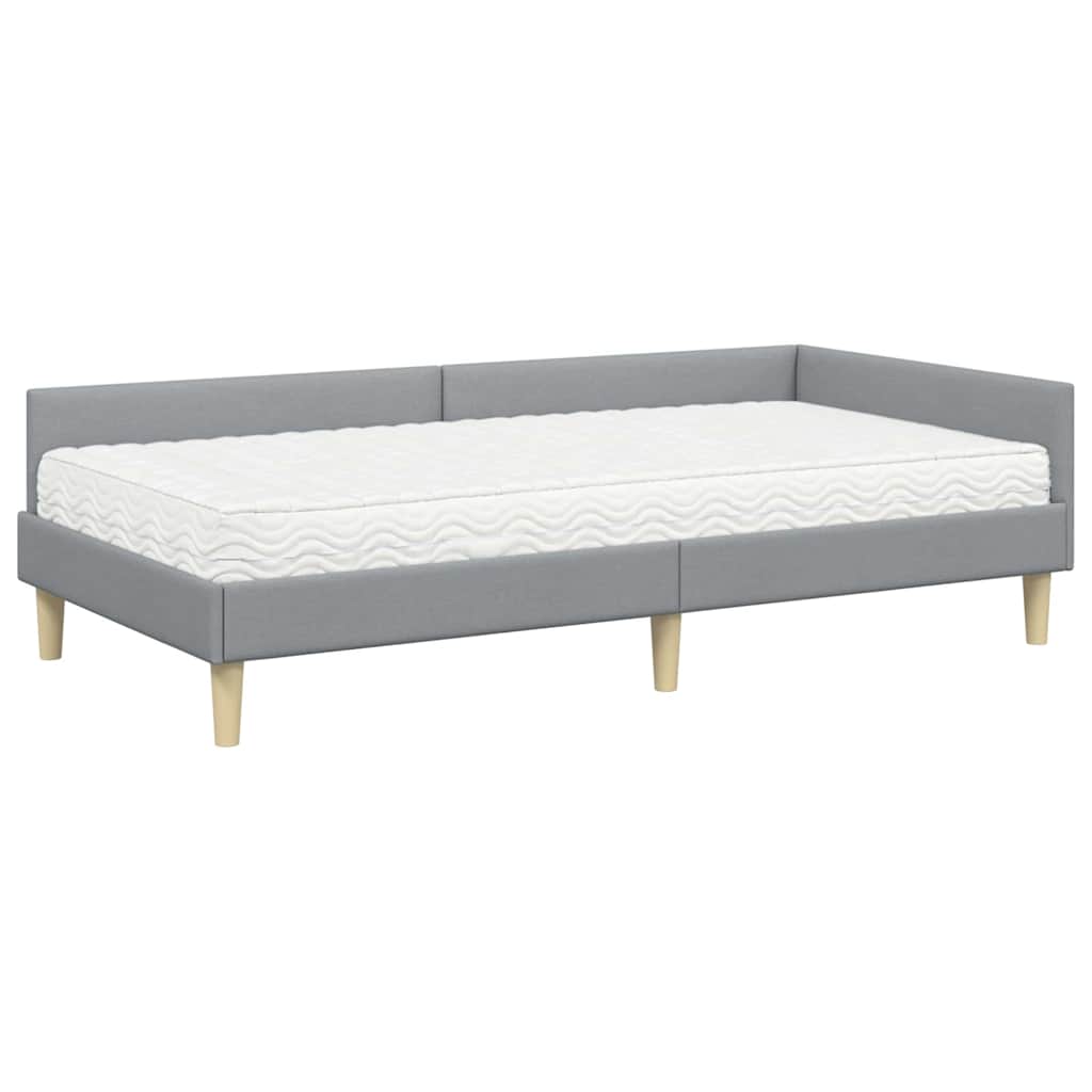 Kutni krevetni okvir s madracem 2 kom. Svijetlo siva Svjetlosiva 100 x 200 cm