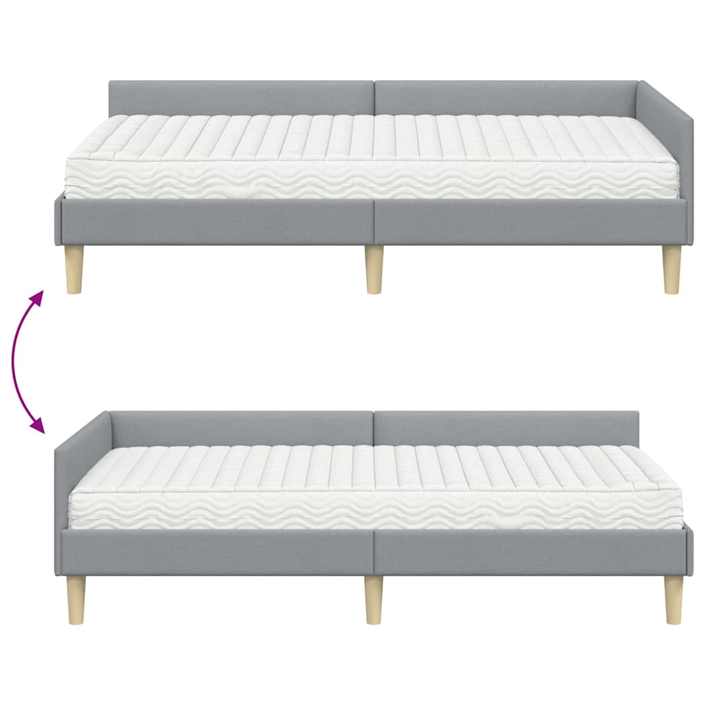 Kutni krevetni okvir s madracem 2 kom. Svijetlo siva Svjetlosiva 100 x 200 cm