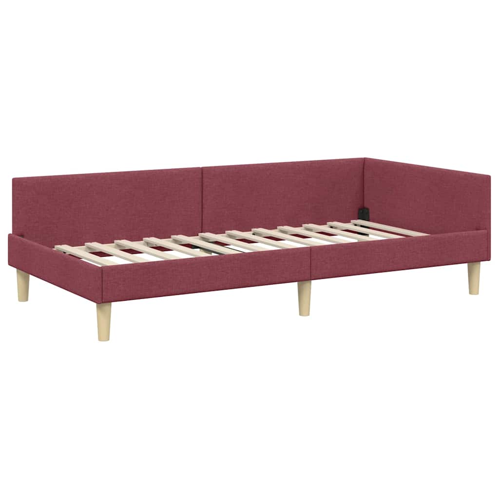 Kutni krevetni okvir s madracem 2 kom. Vinska crvena 100 x 200 cm