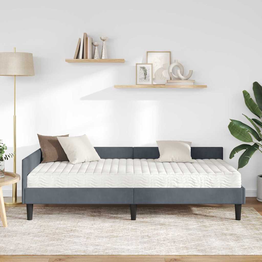 Kutni krevetni okvir s madracem 2 kom. Tamnosiva 80 x 200 cm