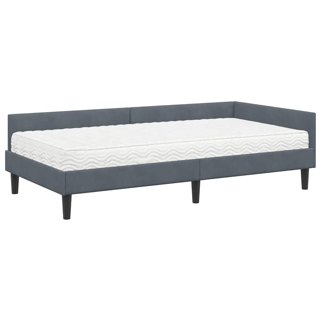 Kutni krevetni okvir s madracem 2 kom. Tamnosiva 80 x 200 cm