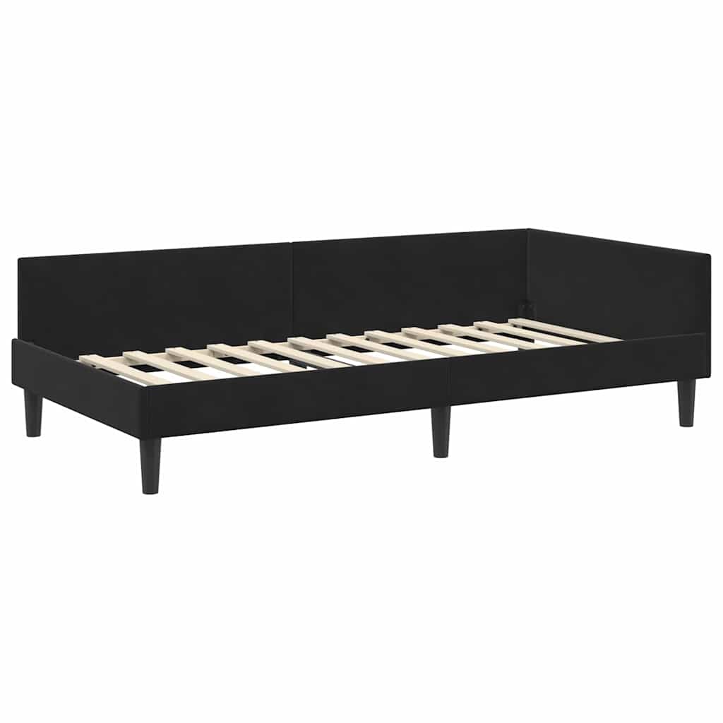 Kutni krevetni okvir s madracem 2 kom. Crna 90 x 190 cm Baršun
