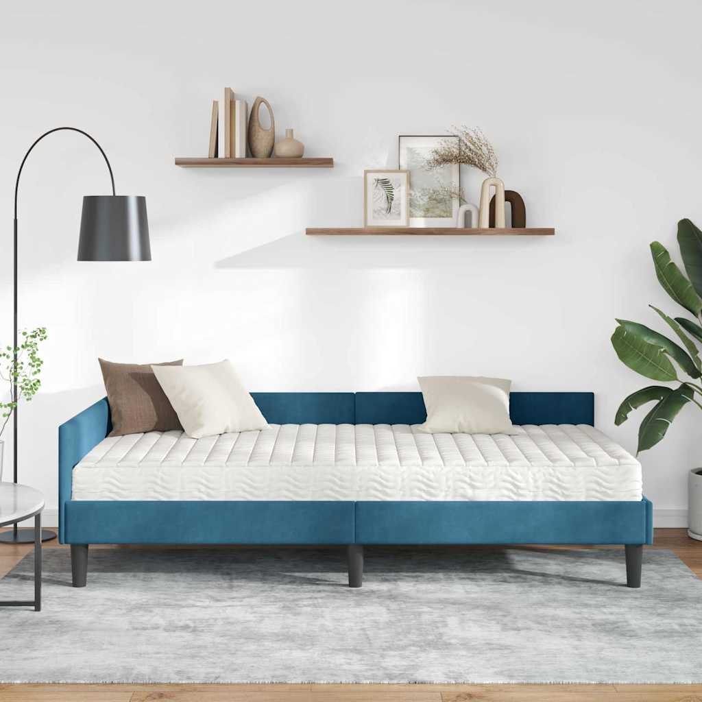 Kutni krevetni okvir s madracem 2 kom. Plava 90 x 200 cm Baršun